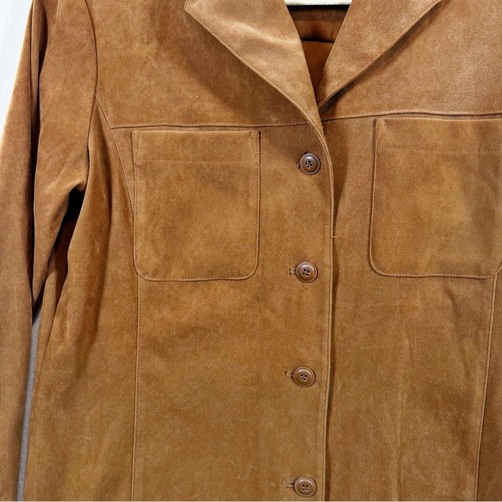 Express Vintage Faux Leather Button Down Top Women's M Long Sleeve Western Boho - Picture 2 of 11